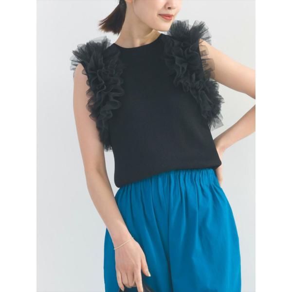 【春限定SALE】PICCIN PERLA  ピッチンぺルラ 即日発送  フリルチュールノースリーブ...