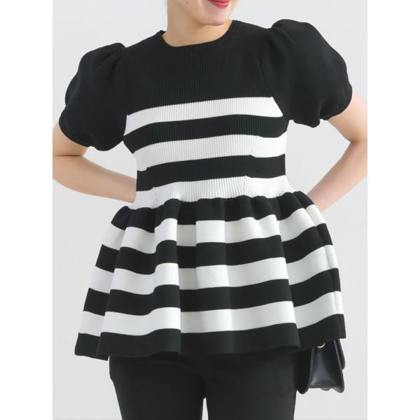 【春限定SALE】PICCIN PERLA ピッチンぺルラ 即日発送  パフスリーブペプラムニット ...