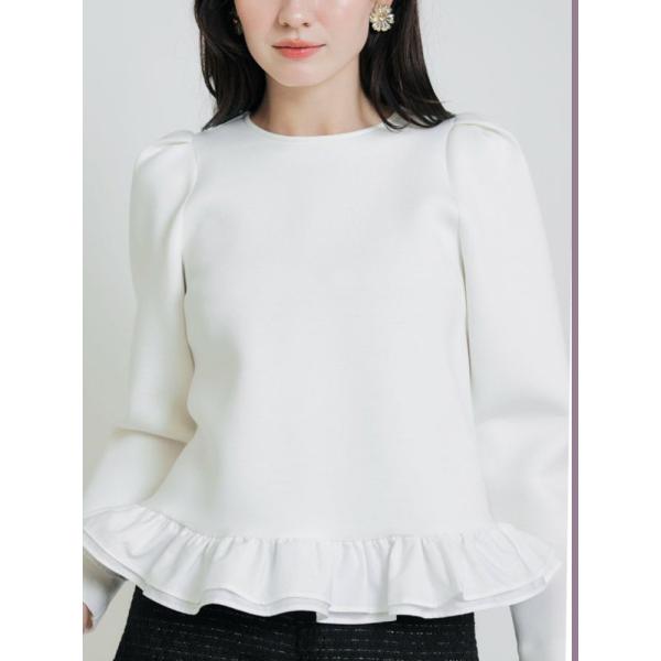 PICCIN PERLA ピッチンぺルラ 即日発送  裾フリルギャザースリーブプルオーバー 9080...