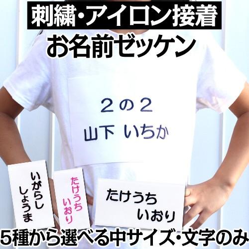 刺繍 アイロン接着 お名前ゼッケン 中 運動会 ゼッケン 水着 名入れ  日本製 体操服 入園 入学