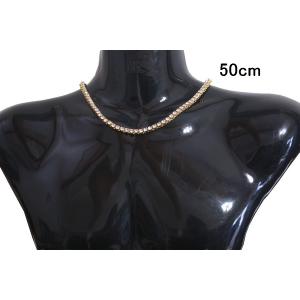 ゴールド、45cm) 細め 3mm テニスチェーンネックレス メンズ シルバー
