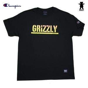 GRIZZLY Tシャツ × Champion GRIZZLY STAMP FADEAWAY S/S TEE BLK vigr20124 ブラック グリズリー｜m-market-web