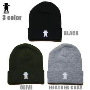 GRIZZLY ニットキャップ  OG BEAR EMBROIDERED BEANIE vigr22fa164 グリズリー ブラック オリーブ グレー[メール便可 ]｜m-market-web