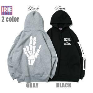 IRIE パーカー BONE HOODIE IRAW22037 アイリー レゲエ グレー ブラック｜m-market-web