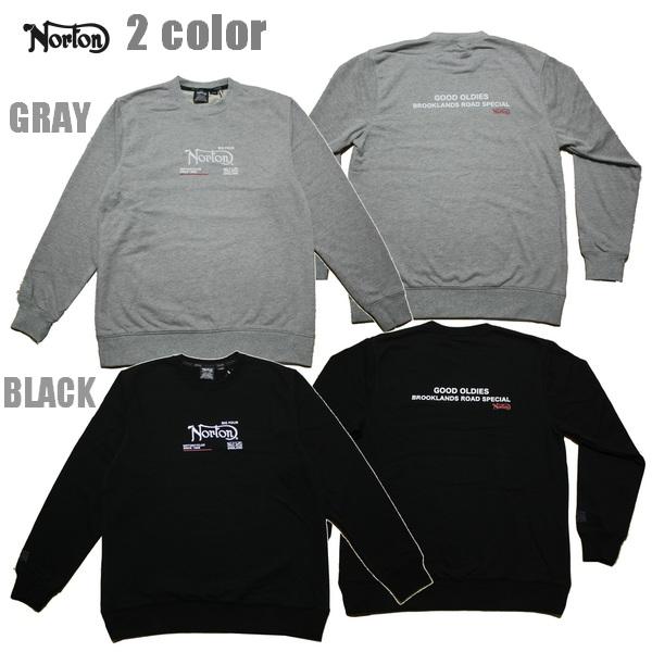 Norton トレーナー ベーシック3D刺繍トレーナー 223N1305 ブラック グレー スウェッ...