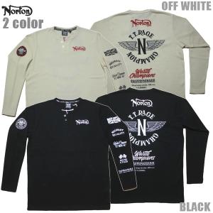 Norton サーマル長袖Tシャツ バックウイングサーマルキーロンT 241N1100 ブラック オフホワイト ノートン｜m-market-web