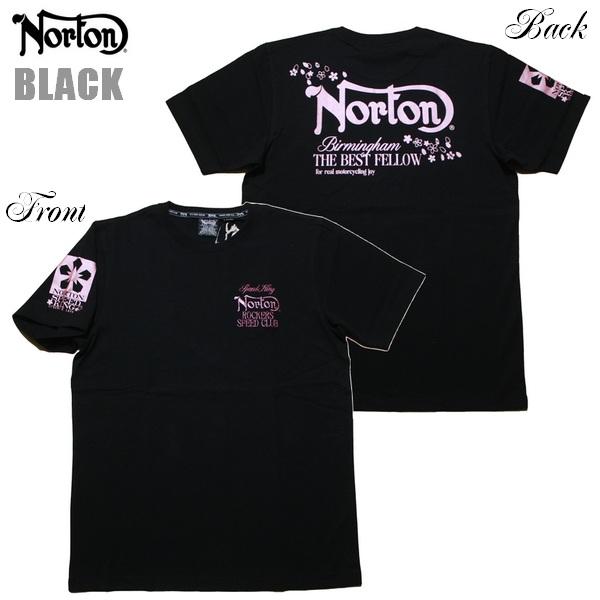 Norton Tシャツ サクラシャイニーTEE 242N1029 ノートン ブラック 黒 バイカー ...