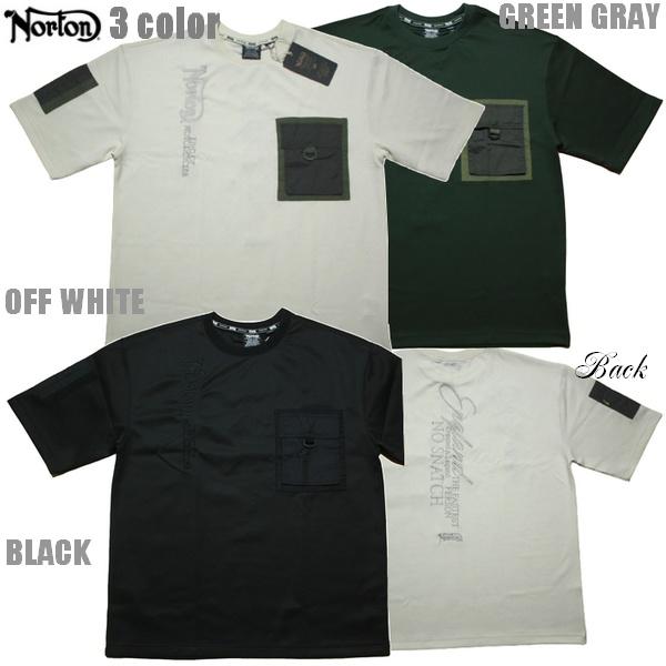 Norton Tシャツ ナイロンポケット付きTEE 262N1005 ノートン ブラック オフホワイ...