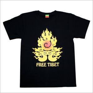 エスニック Ｔシャツ  FREE TIBET チベット bk041