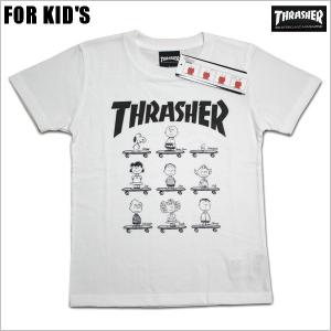 THRASHER キッズ Tシャツ スラッシャー PEANUTS ピーナッツ コラボ TEE WHT ホワイト THPN-SST001KIDS｜m-market-web