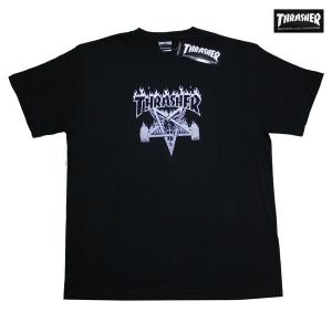  Tシャツ USAファイヤーパターンロゴ ブラック M THRASHER（スラッシャー） マガジン フレイム ロゴ 半袖Tシャツ