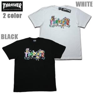 THRASHER Tシャツ Devil's Music S/S TEE TH91396 スラッシャー ブラック ホワイト スケーター メール便可｜m-market-web