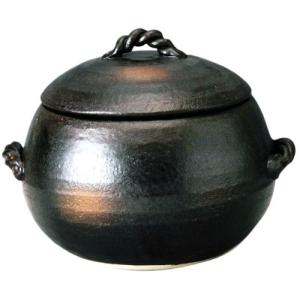 三鈴陶器(Misuzutouki) 萬古焼 ご飯土鍋 3合炊き ブラック 伊賀風 M4806｜m-mmks