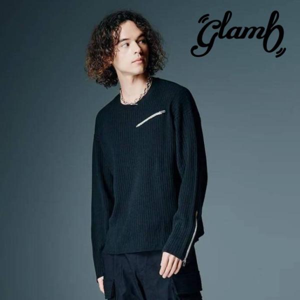 予約商品 glamb グラム 長袖ニット メンズ Zip Rib Knit ジップリブニット チャコ...