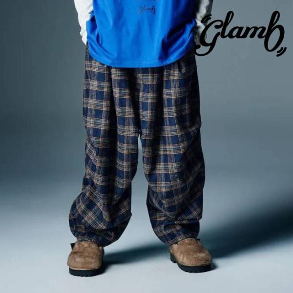 予約商品 glamb グラム パンツ メンズ Knee Tuck Check Pants ニータック...