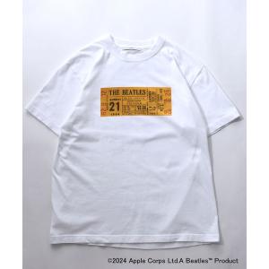 ジョンブル johnbull Johnbull 半袖Tシャツ メンズ THE BEATLES Tシャツ(TICKET) 春夏ファッション ホワイト JY241C05｜m-p0421