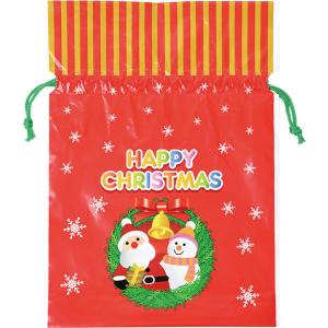 クリスマス 巾着 ギフトバッグ 小 プレゼント 2023 サンタクロース 景品 子供会 雑貨 お菓子 200枚以上20枚の倍数で御注文をお願いします 9-73｜m-r-kikaku