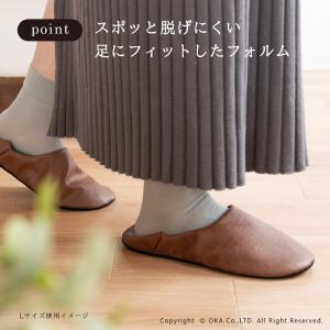 スリッパ ルームシューズ 日本製 フェイクレザ...の詳細画像4