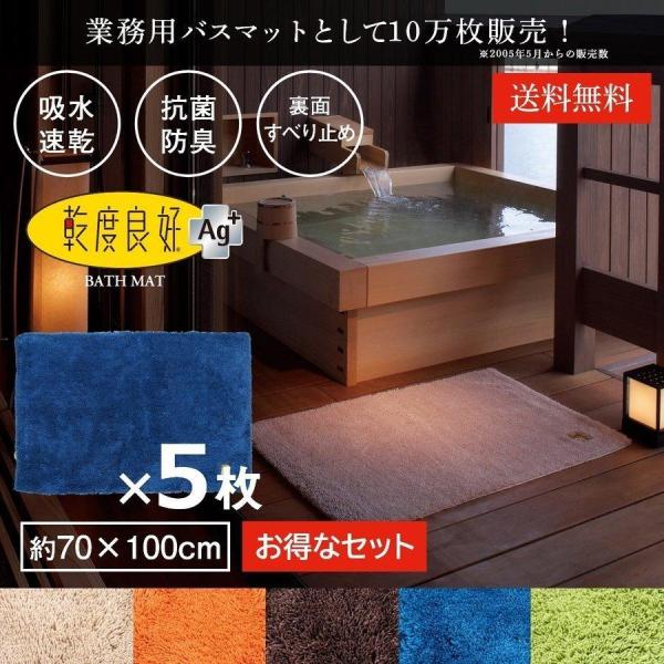 足拭きマット 約70×100cm 5枚セット 業務用バスマット 乾度良好 Ag+ おすすめ 吸水 速...