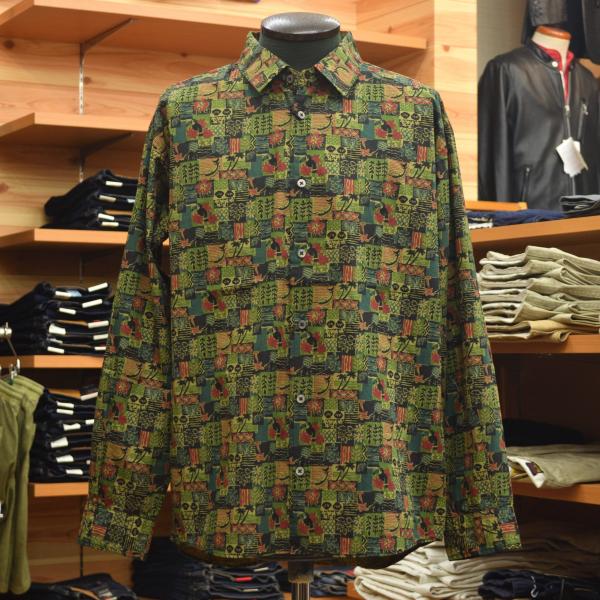 Audience (オーディエンス) プリントブロード ワンウォッシュ レギュラーカラー 長袖 テー...