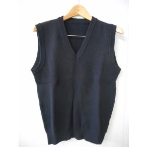 カシミヤ100％　畦編みニットベスト（ブラック）　日本製