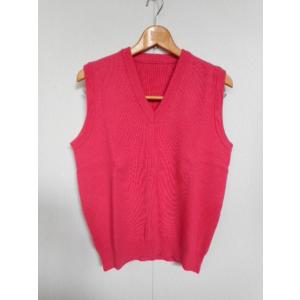 カシミヤ100％　畦編みニットベスト（ピンク）日本製　Sサイズ