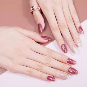 ネイルチップ 韓国 ネイルチップ 赤 月 ラメ...の詳細画像1