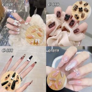 ネイルチップ 赤 リボン ロング スクエア 韓...の詳細画像4