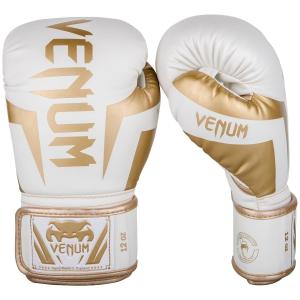 VENUM ボクシング グローブ ELITE BOXING GLOVES （ホワイト×ゴールド） //スパーリンググローブ ボクシング キックボクシング フィットネス 送料無料｜m-world