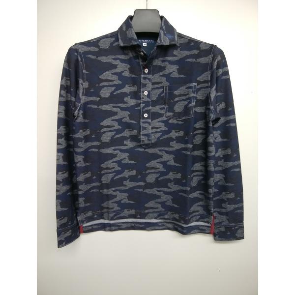 ポロシャツ 50％OFF Laura Ｆelice 秋冬物 迷彩柄 デニム(46)M 新品