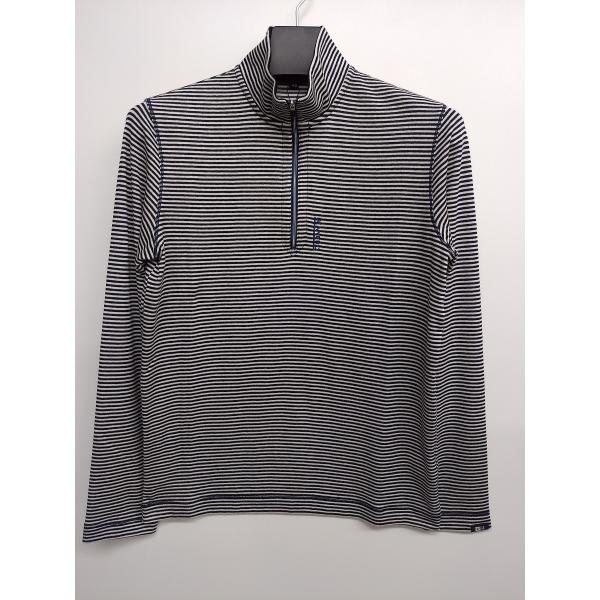 Ｔシャツ 50％OFF BIANERO 秋冬物ボーダー ハーフジップ長Ｔ(46)M 新品