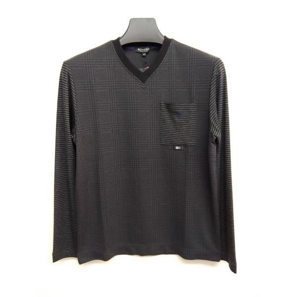 Ｔシャツ 40％OFF BIANERO 秋冬物 グレンチェック Ｖネック(50)新品 送料無料