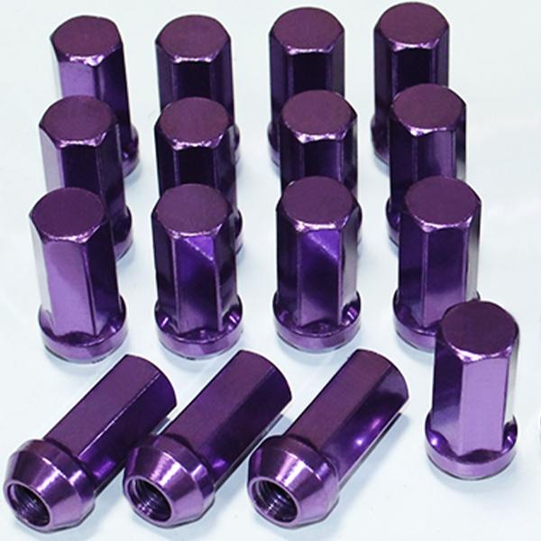 45mm ホイールナット レーシング スチール 16個 パープル P1.5 袋ナット 17HEX 6...