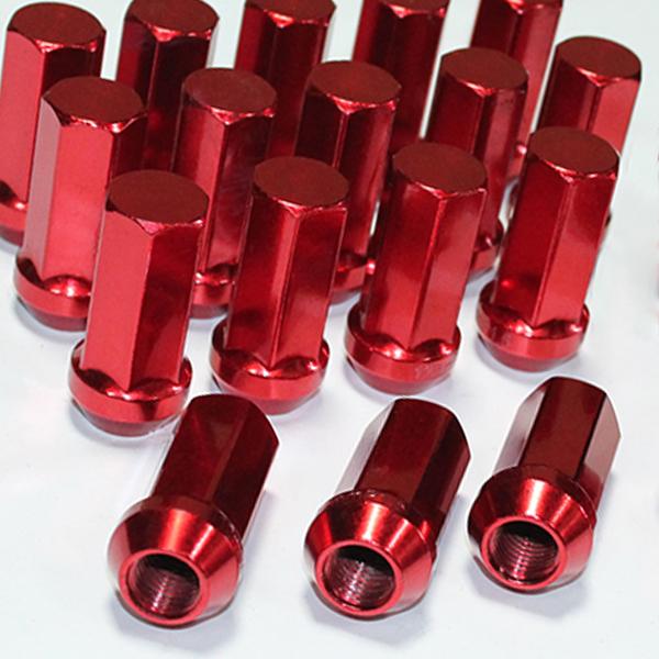 45mm ホイールナット レーシング スチール 16個 レッド P1.25 袋ナット 17HEX 6...