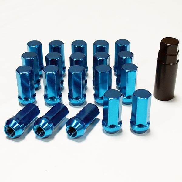 45mm ホイールナット レーシング スチール 24個 ブルー P1.5 ハイエース 17HEX 6...