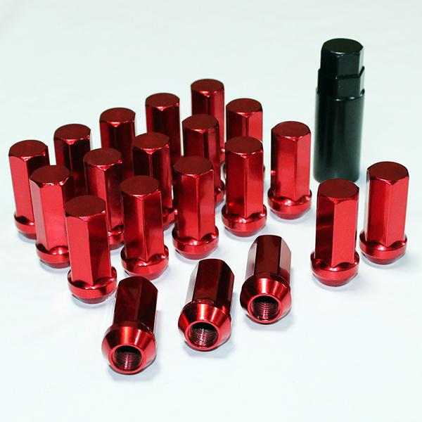 45mm ホイールナット レーシング スチール 24個 レッド P1.25 キャラバン 17HEX ...