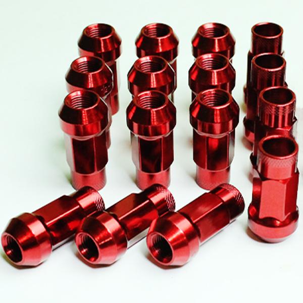 45mm ホイールナット レーシング スチール 16個 レッド P1.5 貫通ナット 17HEX 6...