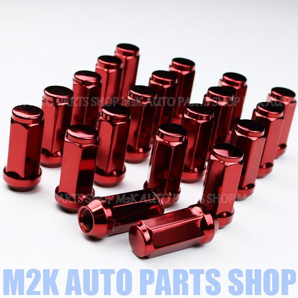 49mm ホイールナット スチール 20個 レッド P1.5 袋ナット 19HEX 6角 ロングナッ...