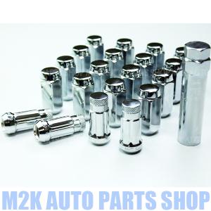 ロックナット 45mm ロングナット 24個 ホイールナット 袋ナット M12 P1.5 P1.25 21HEX メッキナット｜M2K AUTO PARTS