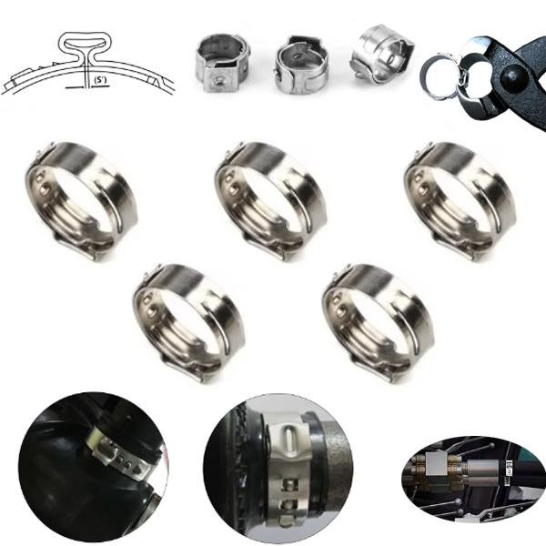 ホースクランプ 5個 15.3mm 18.5mm ステンレス イヤークランプ ホ−スバンド シームレ...