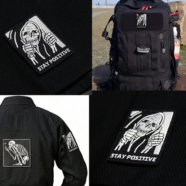 パッチ ワッペン アップリケ L ドクロ 骸骨 ポジティブ ベロクロ 刺繍パッチ ジャケット パーカ...