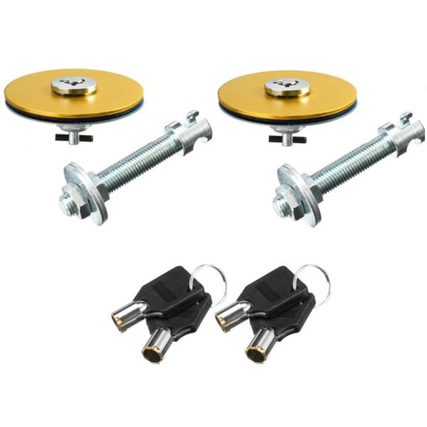 鍵付き ボンネットピン フラットタイプ 円盤 円形 メタルタイプ ボンピン 2個 ゴールド jdm ...