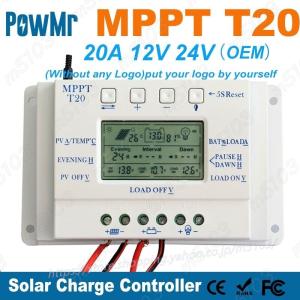 太陽光発電 ソーラーパネル ディスプレイ 20A MPPT 12V 24V バッテリーレギュレーター チャージコントローラー｜m5103