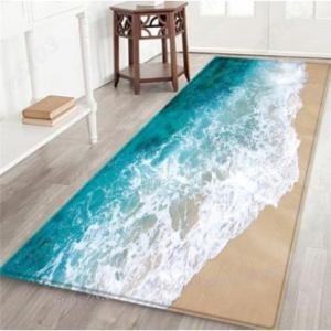 カーペット ラグ マ ット 輸入品 ロング 60×180 海 玄関 キッチン フロア 波 サーフィン サーフ ハワイ 砂浜 マリン 自然 海岸 ビーチ｜m5103