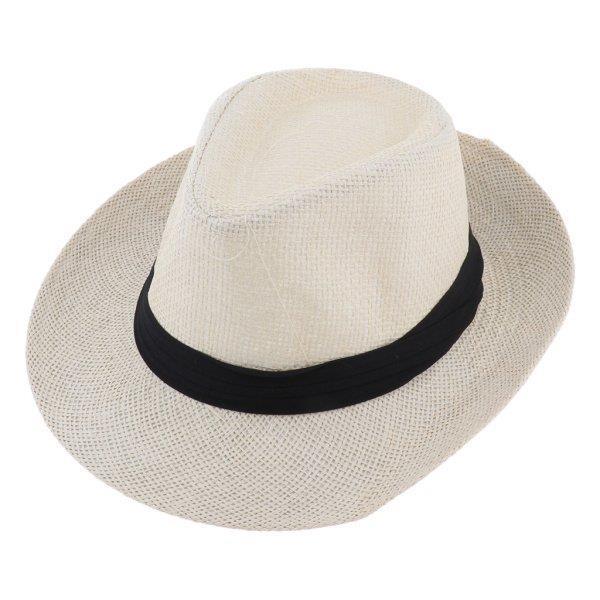 広いつばの麦わら帽子浜の夏のソフト帽の古典的なパナマ帽子のバケツの帽子57-58cmのベージュ