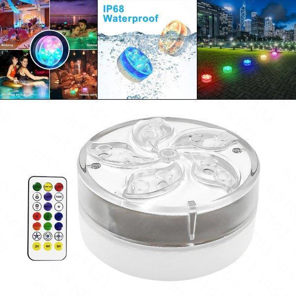 ナイトランプRGB水中ライト11 LEDバッテリー式防水リモコン装飾パーティー用スイミングプール結婚...