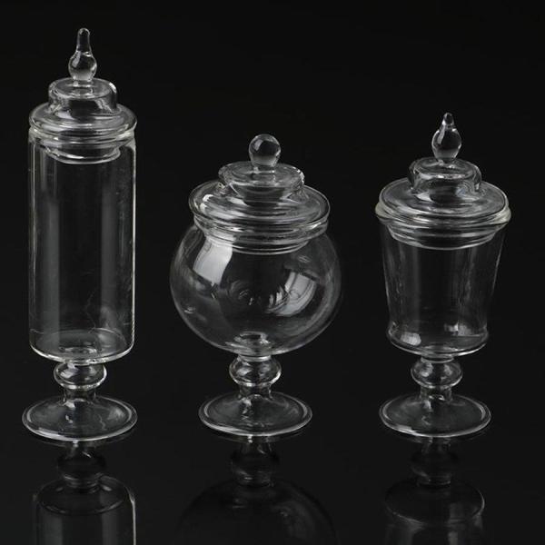 1/12ドールハウスミニ小型クリアガラスの瓶ボトルと蓋.びんdiy.アート &amp;amp;amp...