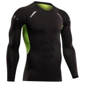メンズジムスポーツランニングTシャツフィットネス筋肉速乾性ストレッチティーシャツl黒