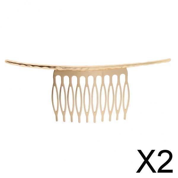 ウェディングブライダルヘアアクセサリーゴールド用2xRetroブランクメタルヘアコームクリップ
