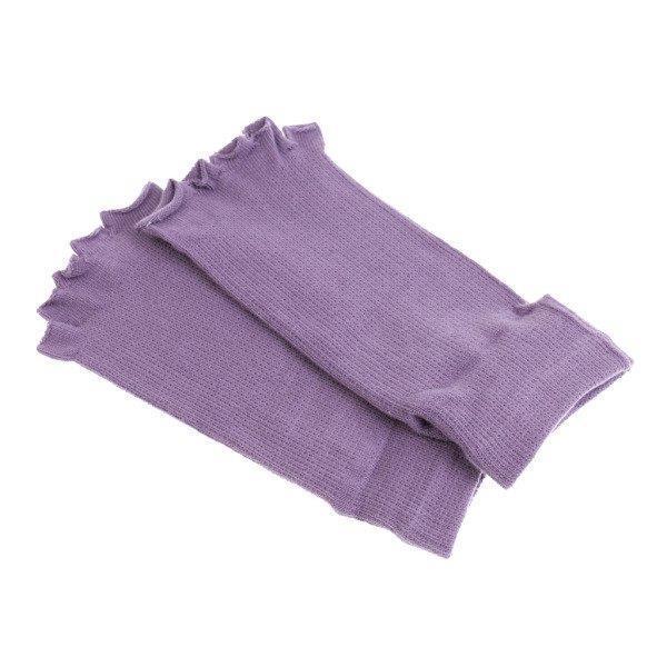 女性の綿の無尽蔵の運動靴下5つのつま先ヨガの靴下グリップと紫色